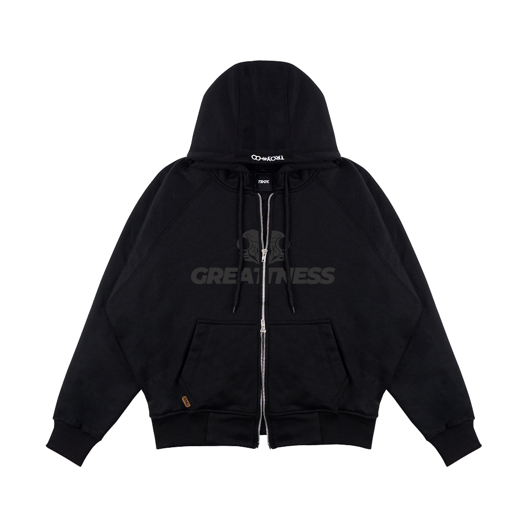 Troy Company Hoodie Boxy Double Slider Zip Black Greatness - Hoodie Zipper Hitam ZDSH 3379