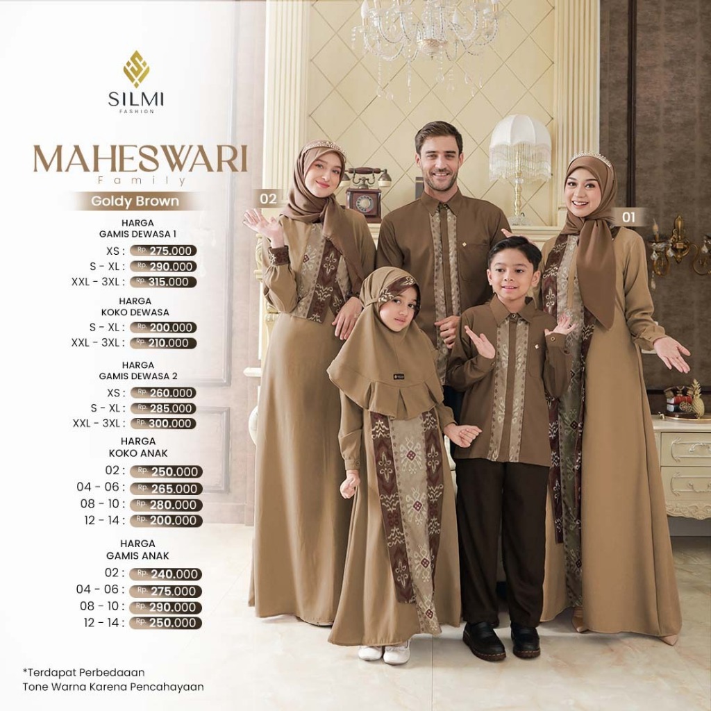 SARIMBIT KELUARGA LEBARAN MOTIF BATIK SONGKET TERBARU 2026 MAHESWARI FAMILY BY SILMI - BAJU BUSANA M