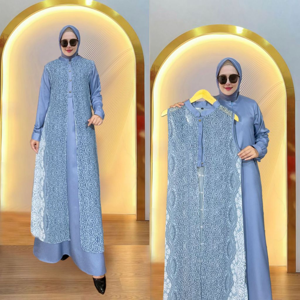gamis set outer raisa cocok untuk pengajian dan kondangan ukuran jumbo L XL XXL 3XL 4XL