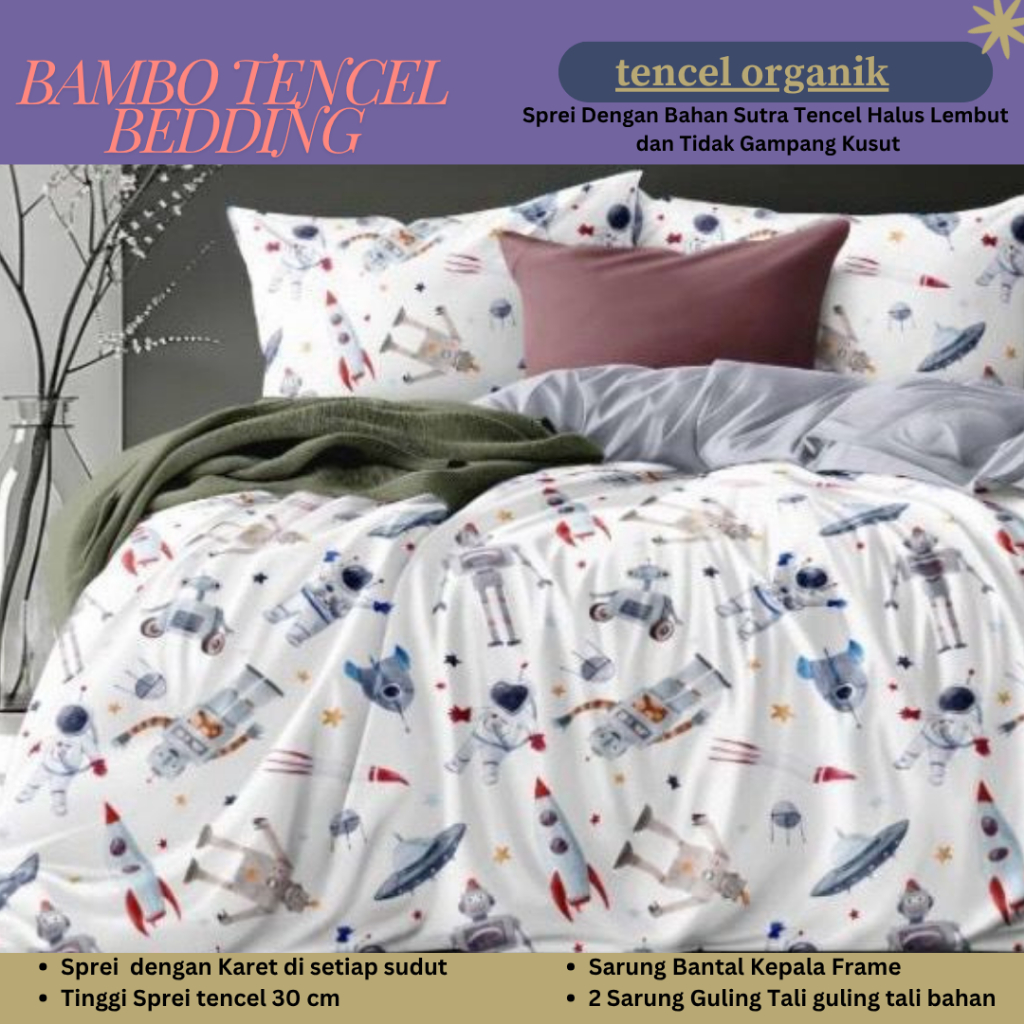SPREI SET teencel organik  MOTIF ANAK ANAK Sarung Bantal Guling Murah  Sarung Bantal Tidur Murah Sep