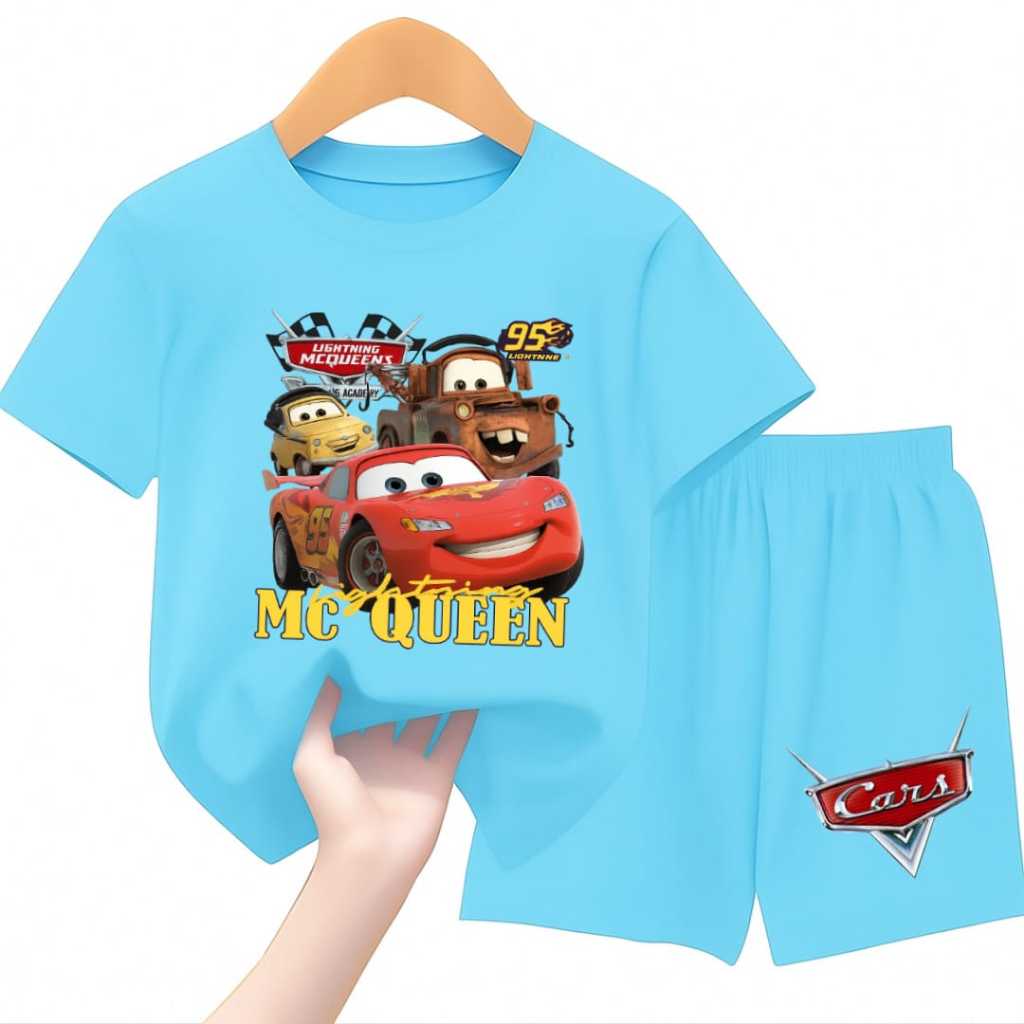 Setelan Anak Cowok Cewek Baju Set Anak Laki Laki Perempuan Gambar Lightning McQueen