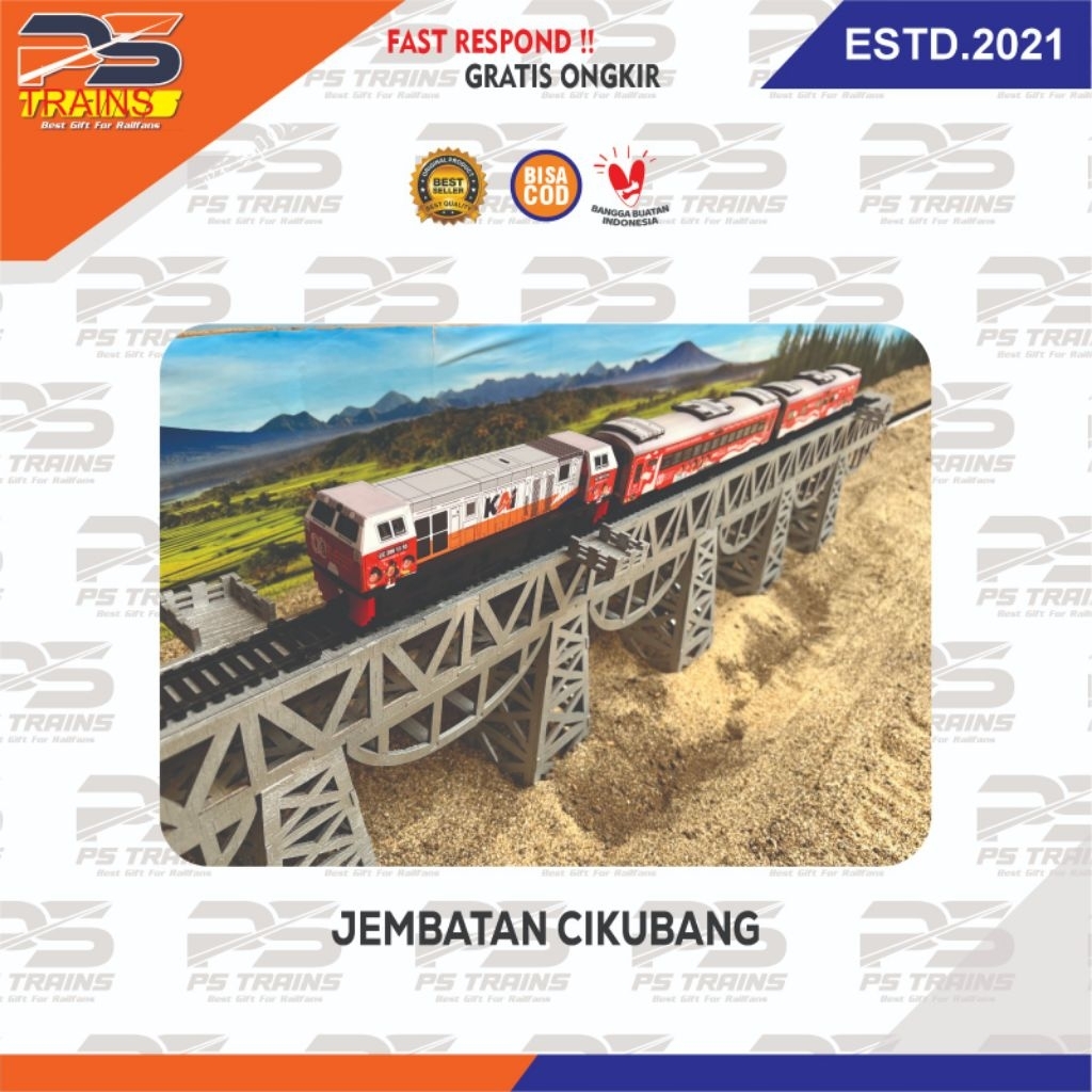 [ DIORAMA ] MAINAN MINIATUR JEMBATAN KERETA API CIKUBANG