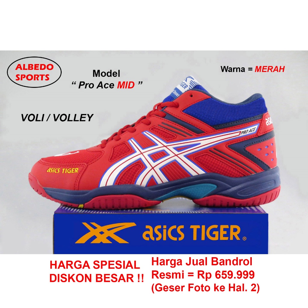 Sepatu Voli Volly Asics Tiger (Model = Pr.Ace MID) Original Volley