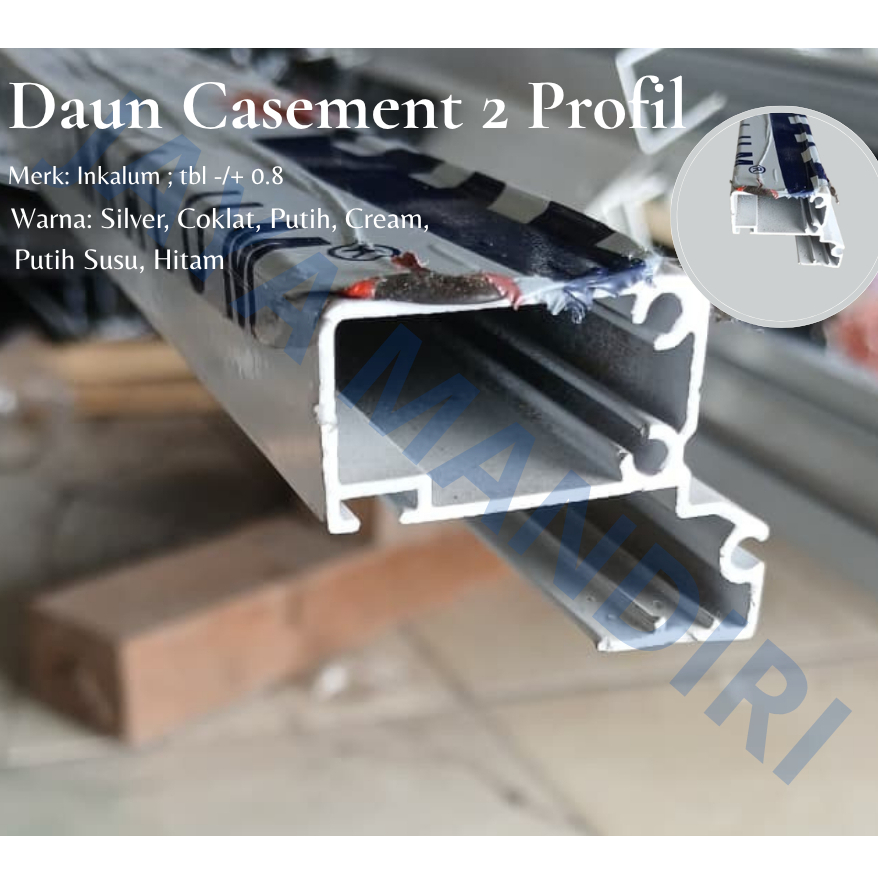 JMG - DAUN CASEMENT JENDELA 2 PROFIL ALUMUNIUM MERK INKALUM