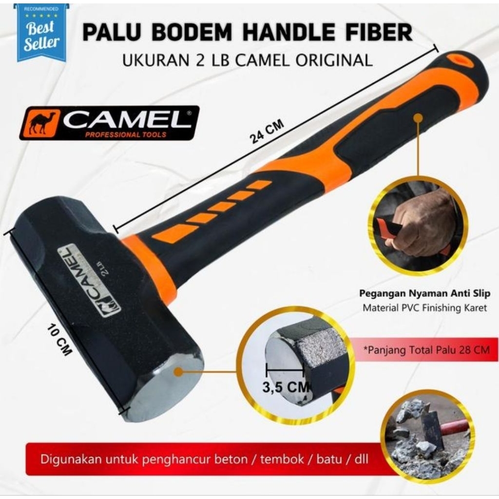 Palu Bodem / Martil besar Camel dengan gagang plastik dan fiber kokoh dan ramping mudah di gunakan