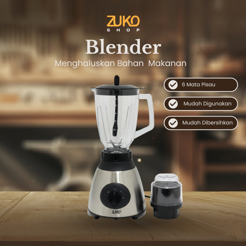 ZUKOSHOP OFFICIAL - Blender Zuko Stainless Steel | | Blender low watt - 1.5 Liter