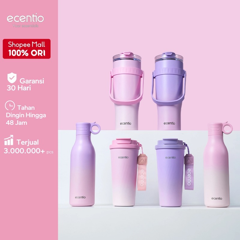 {Shop live} Gradasi Warna Macaron ecentio tumbler Stainless Vacuum Portable Thermos Botol minum besa