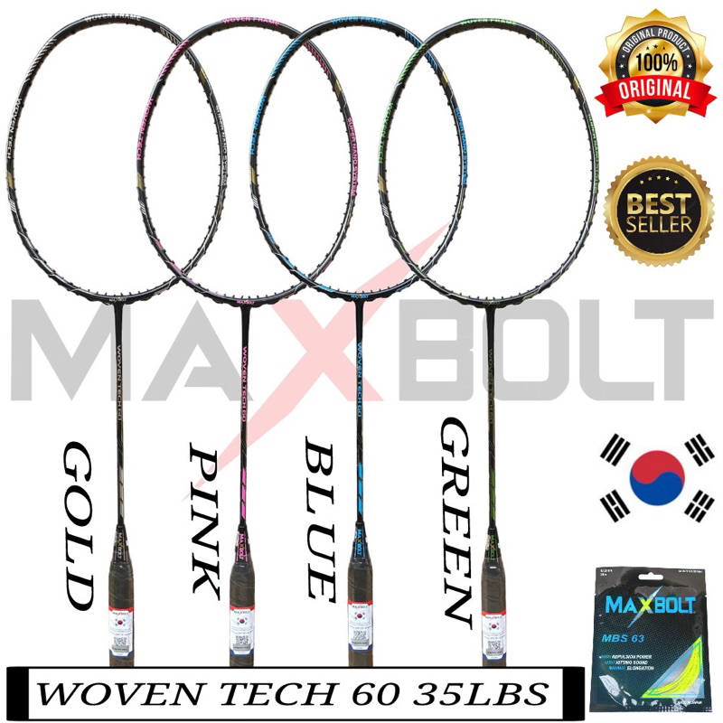 [ ORIGINAL ] Raket Badminton MAXBOLT Terlengkap Termurah WOVEN TECH 60 / 90 / Thunderbolt / NAVIGATO