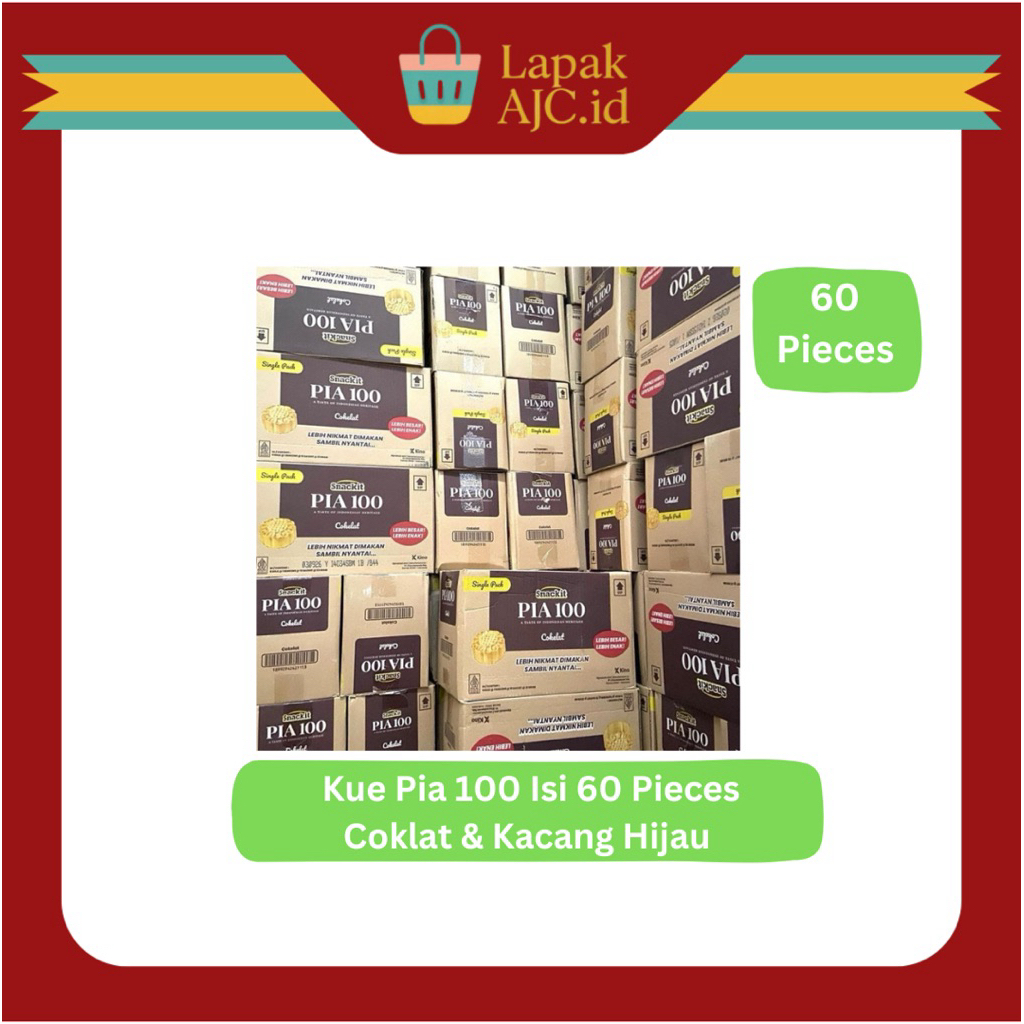 Kue Pia 100 Isi 60 Pieces Rasa Coklat & Kacang Hijau Roti Murah Manis