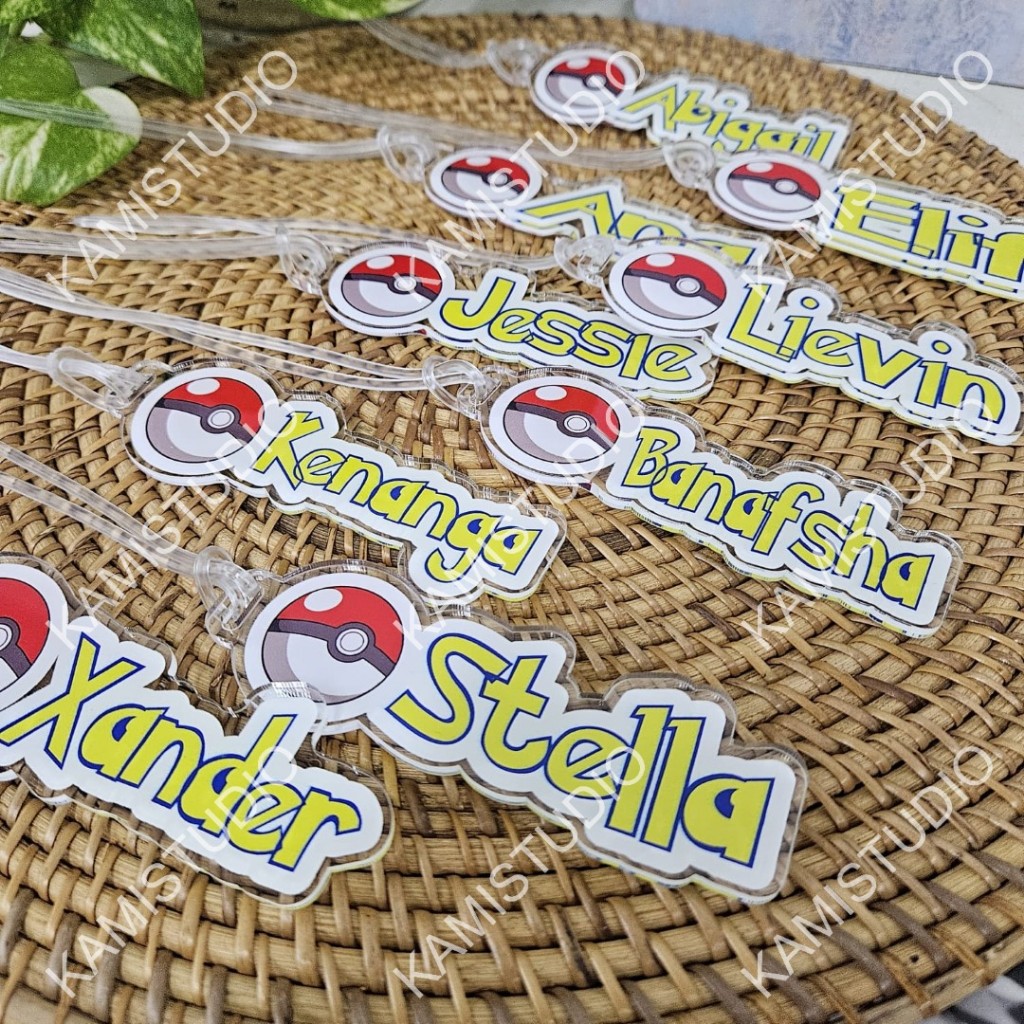 LUGGAGE TAG POKEMON font pokemon /GANTUNGAN TAS NAMA / BAG TAG PRINTING NAMA / KADO CUSTOM NAMA / GA
