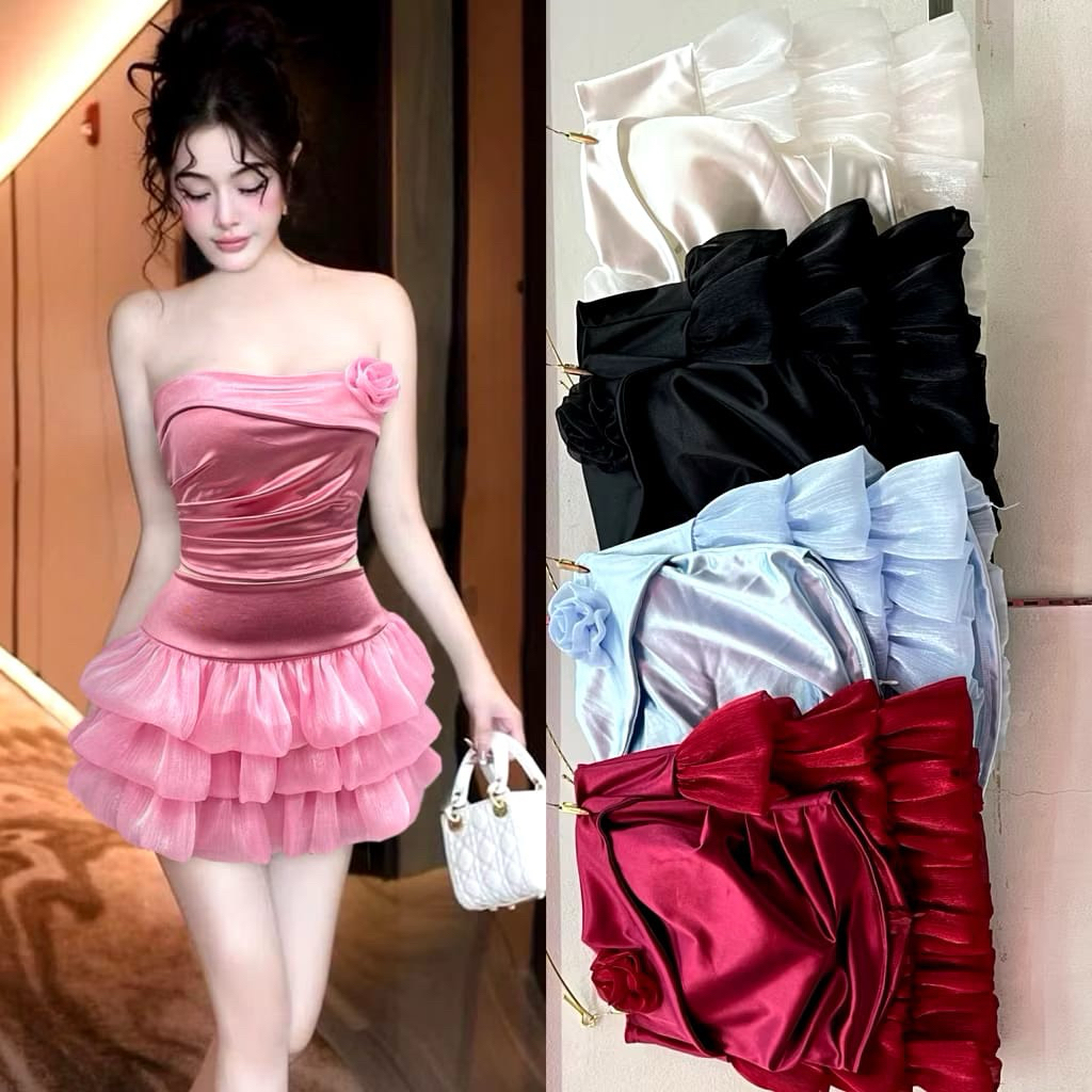 STELAN CROP KEMBEN BUNGA IMPORT BANGKOK / ONESET SEXY ROK PENDEK