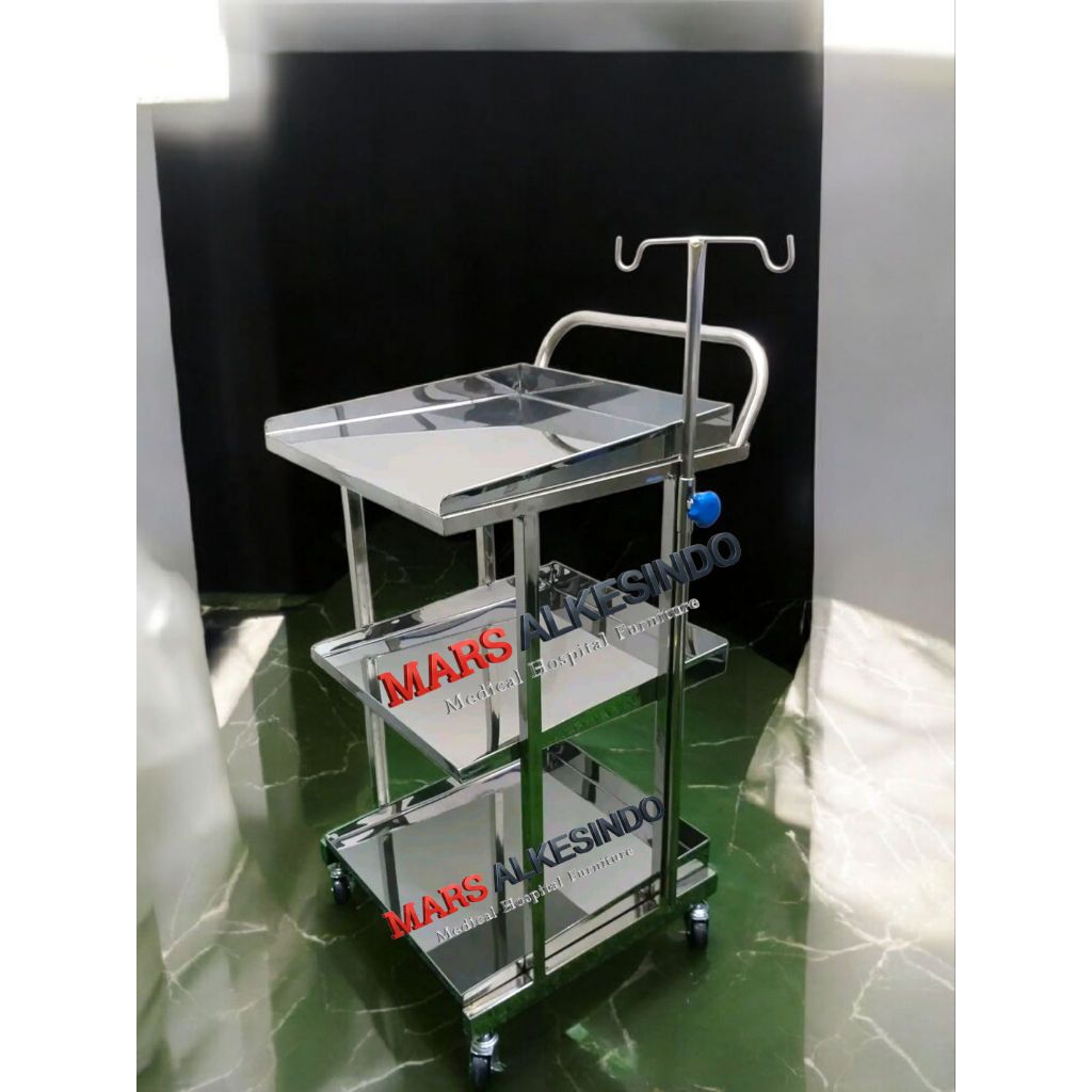 Troli Mesin EKG Medis | Trolley EKG Stainlees Steel