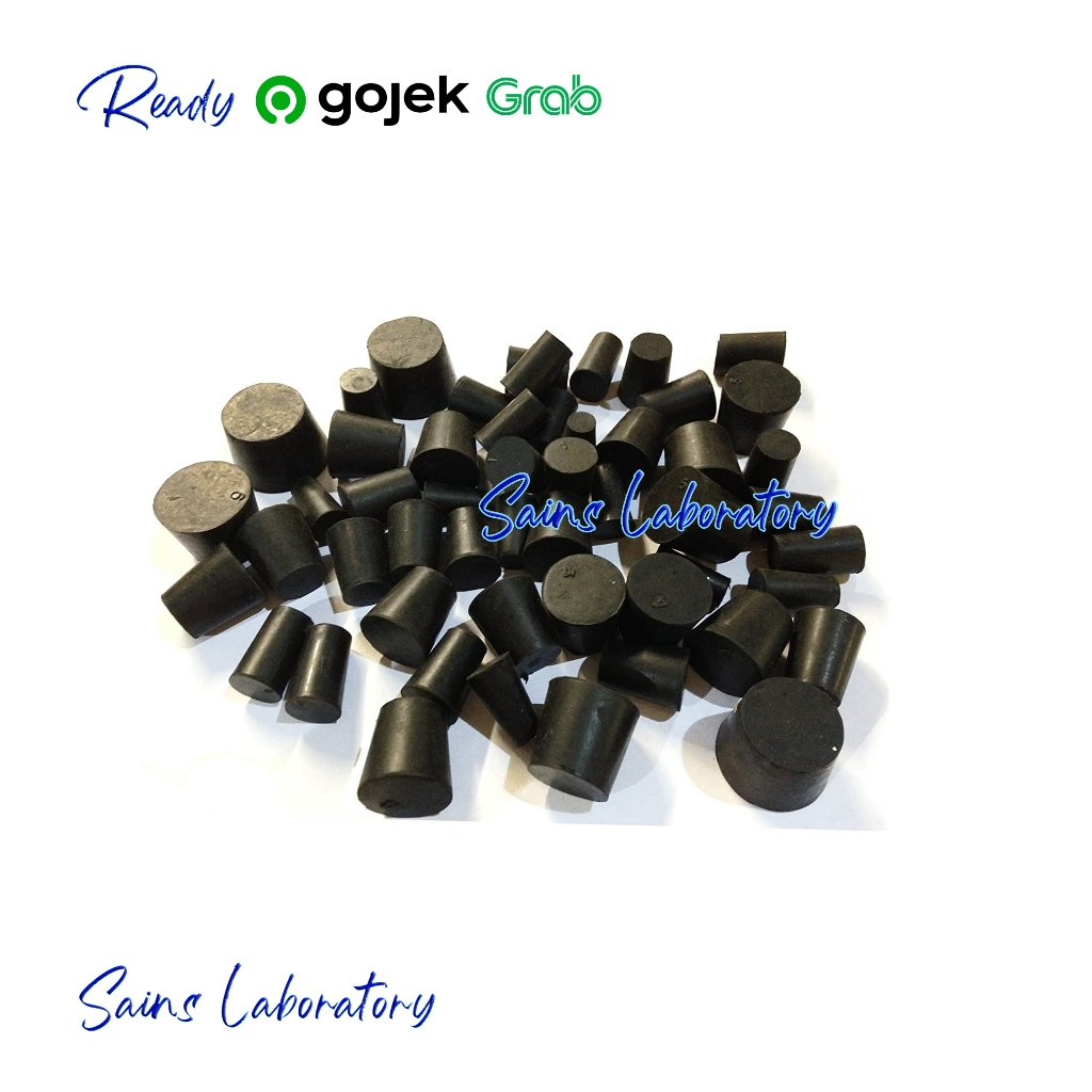 Sumbat Karet Hitam No 3 Erlenmeyer 50 ml Tutup Karet Tanpa Lubang Sumbat Gabus Solid Rubber Stoppers