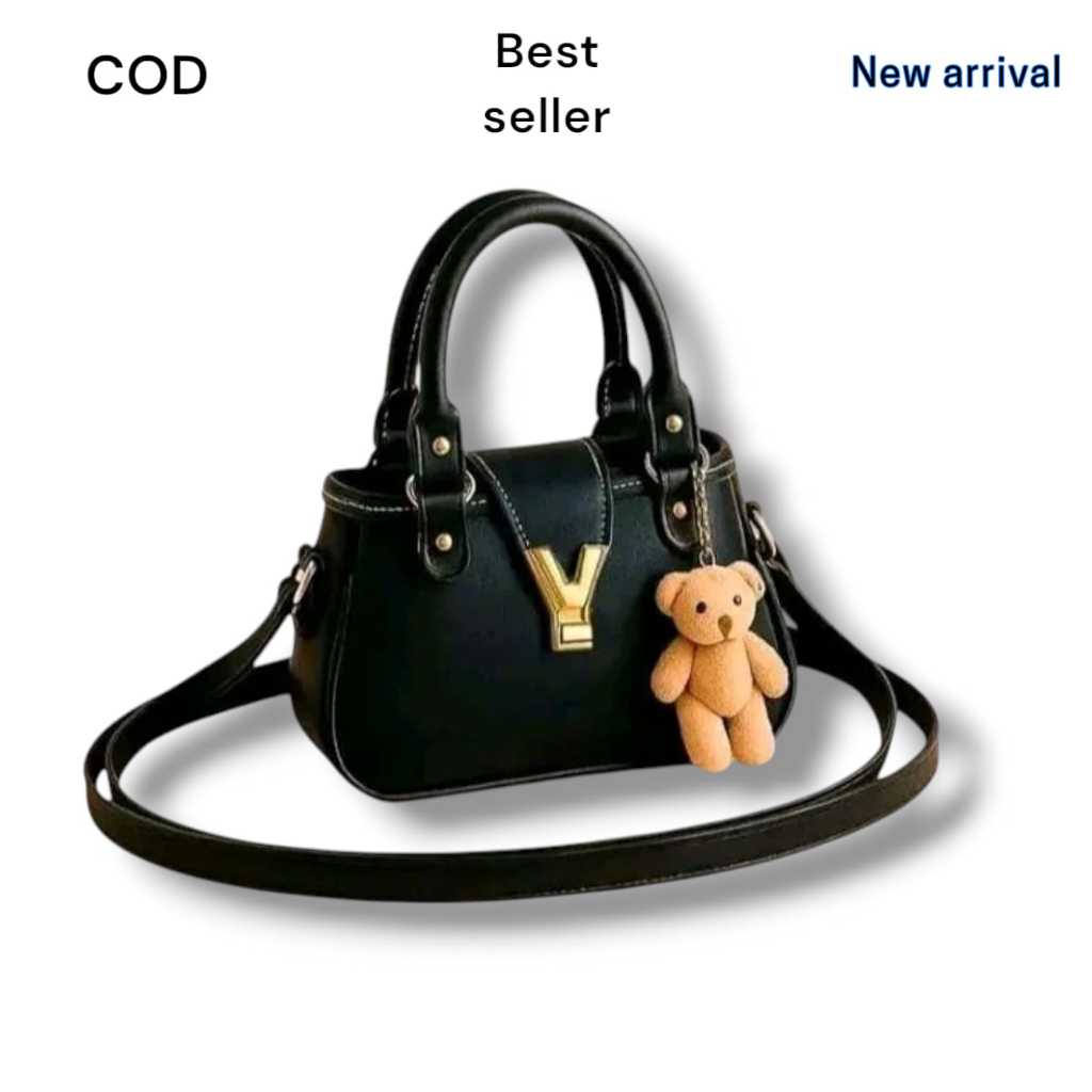 Tas selempang wanita Alesha terbaru free gantungan boneka lucu - tas cewe viral kekinian tas OOTD