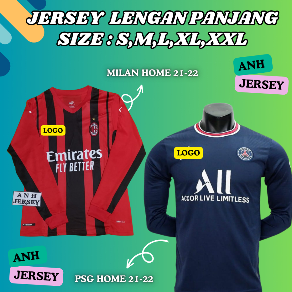 (LS) JERSEY BAJU BOLA LENGAN PANJANG (MIL-AN PSG) HOME 2021 2022 2023 2024 2025