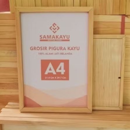 Pigura Kayu A4 / Bingkai Kayu / Frame Kayu Jati Belanda / Pigura Murah