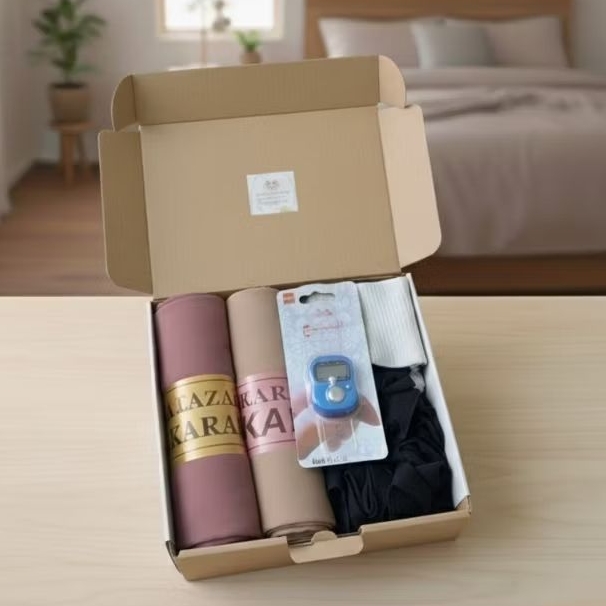 Hampers Hijab Polos Azara tasbih digital kado guru hari guru wedding birthday kelulusan paket hampep