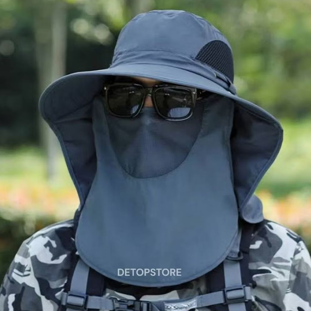 Topi Pancing Anti Panas UV Pelindung Wajah & Leher – Topi Hiking,Topi Berkebun,Topi petani