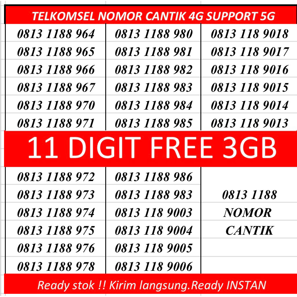 perdana simpati 11 Digit pra bayar cantik murah.geseeer pilih no lainnya