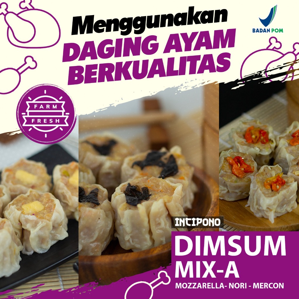 Incipono Dimsum Mix - A - Mozzarella - Nori - Mercon Frozen Food 1 Pack Isi 50 Pcs Halal Daging Ayam