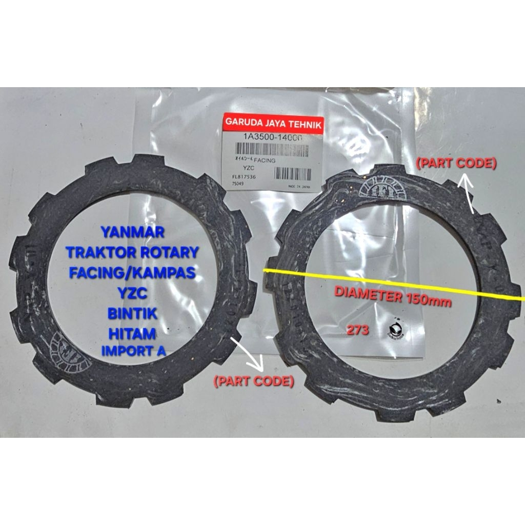 Mesin traktor tangan yanmar YZC YST TF75 TF85 TF105. Facing traktor tangan yanmar YZC YST. Kampas ko