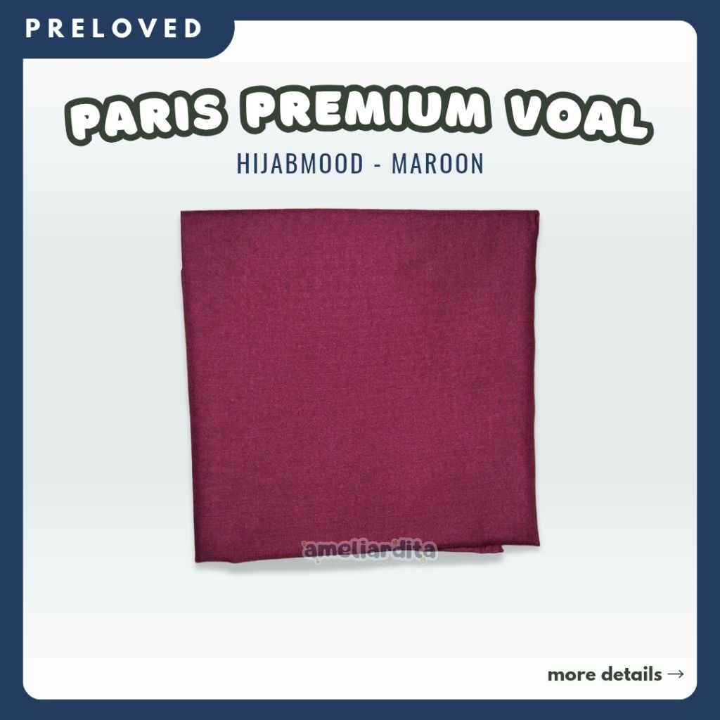 [READY] Preloved Second Bekas Paris Premium Voal Maroon 105 x 105 cm Hijabmood Segiempat Polos Hijab