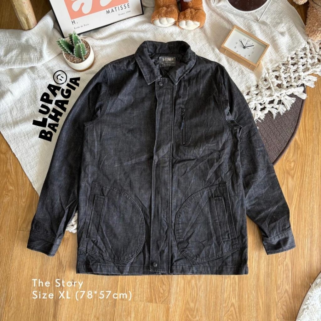 THE STORI Grey Jeans Denim Parka size XL • 100% Original