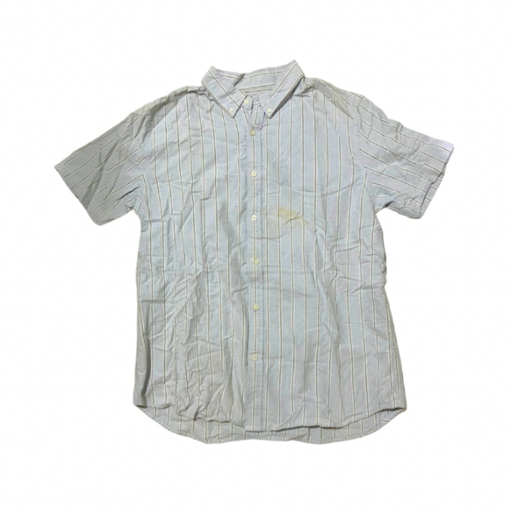 kemeja biru muda garis preloved second