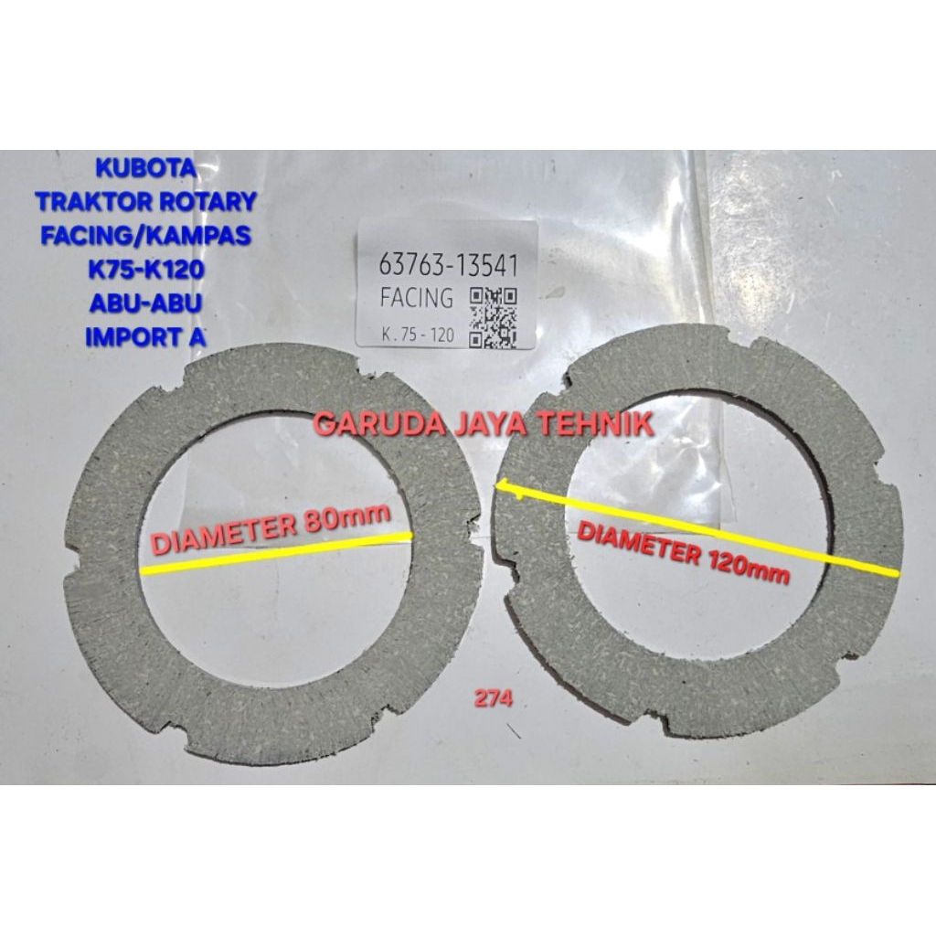 Mesin traktor tangan kubota K75. K120. Facing traktor tangan kubota K75 K120. Kampas kopling traktor
