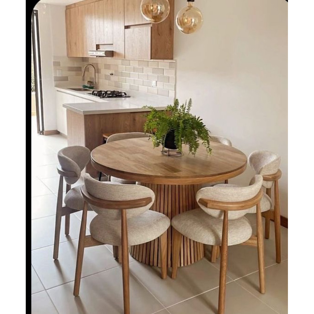 set meja makan kayu jati modern meja makan bundar kayu jati set meja makan