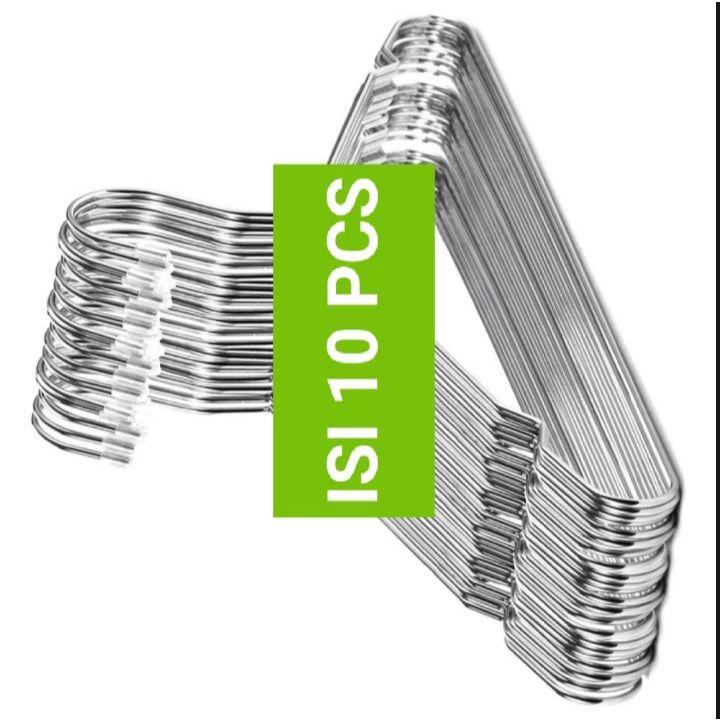 Hanger Baju Stainless Tebal 3mm Gantungan Baju 10 Buah  DEWASA, ANAK