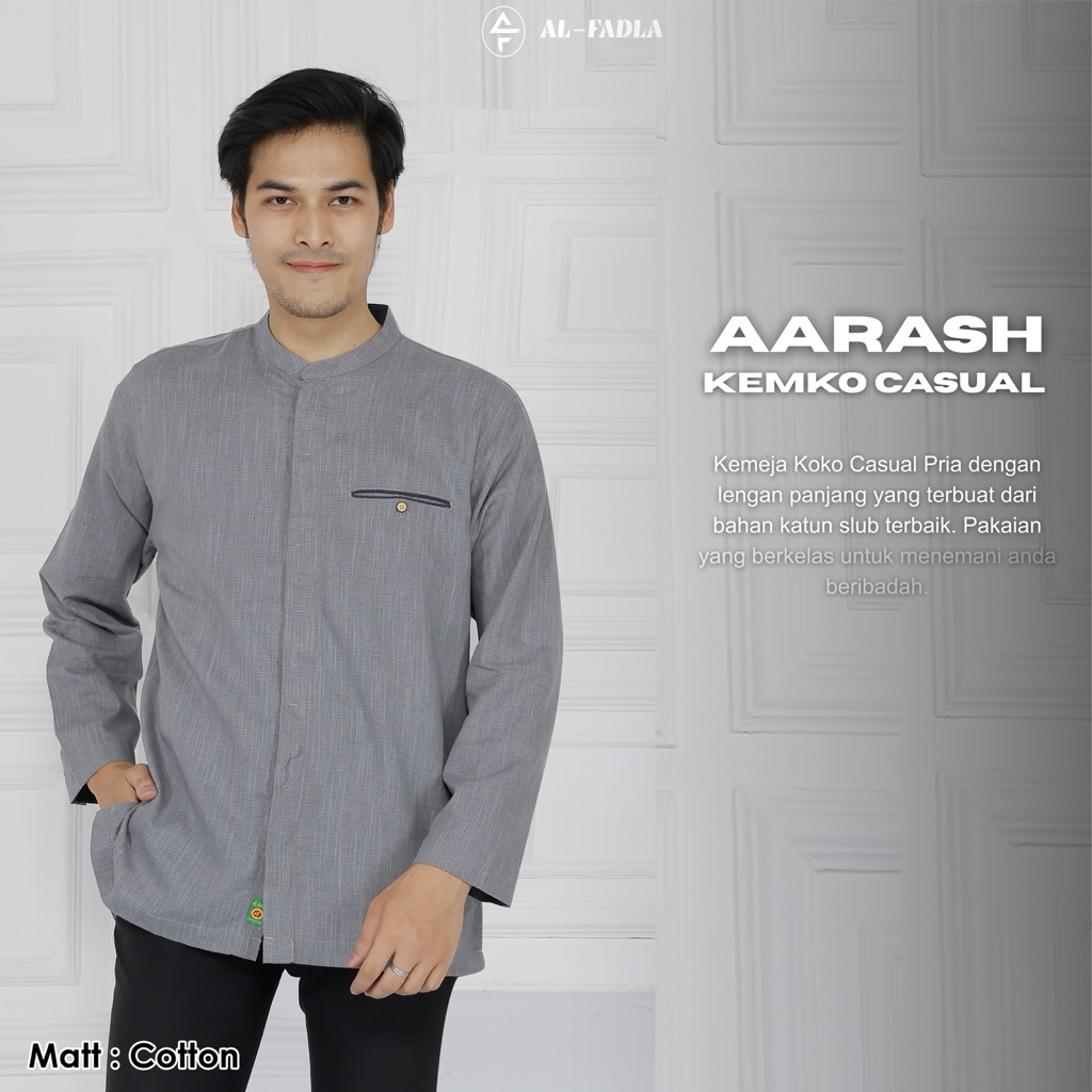 AL FADLA - Kemeja Koko Casual Pria Lengan Panjang Aarash