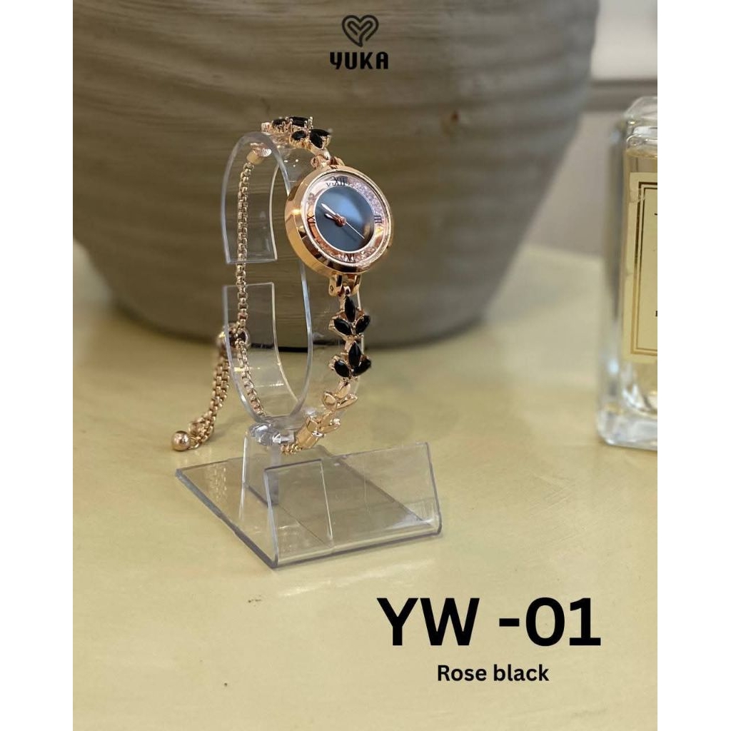 NEW - Jam Tangan Serut YW-01 by YUKA warna ROSE BLACK