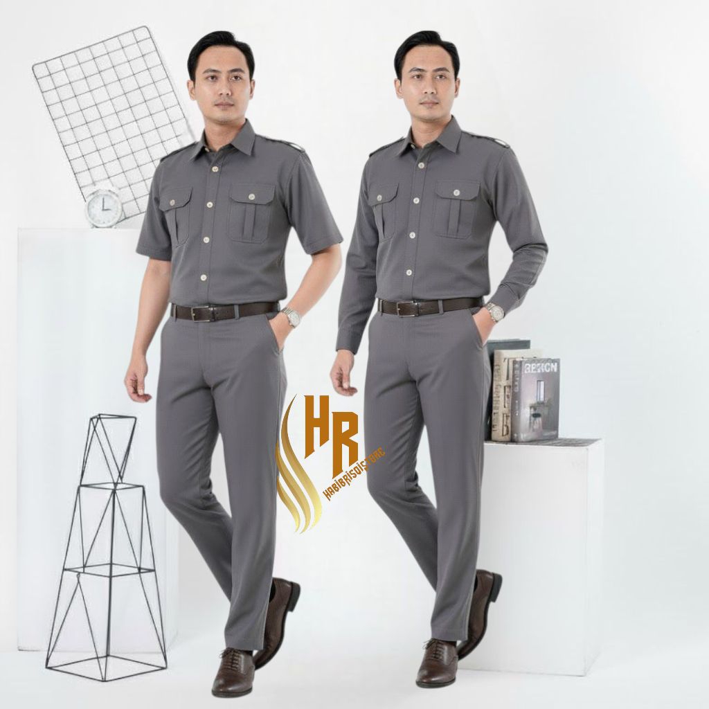 Seragam Dinas Pria abu abu Baju dinas abu baju seragam abu tua kerja kantor pria seragam pns pemda p