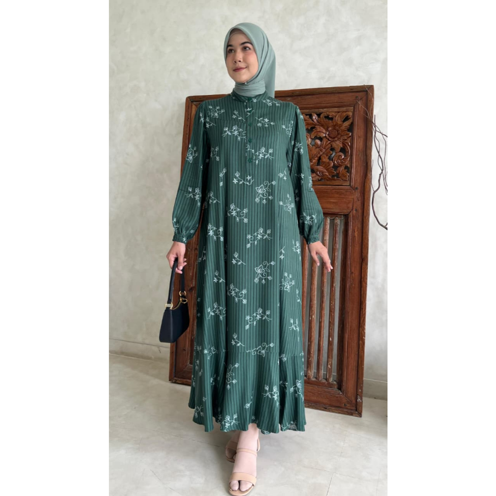 MIDI DRESS VISCOSE ARMANY / BAJU WANITA MUSLIM/ WARNA DIABI ADIBA/ GROSIR TANAH ABANG