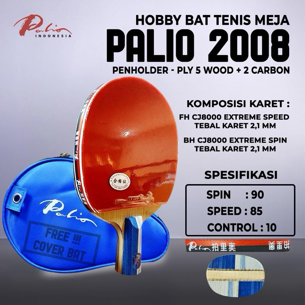 Bet Pingpong Tenis Meja PALIO 2008 CARBON PREMADE Penholder Original