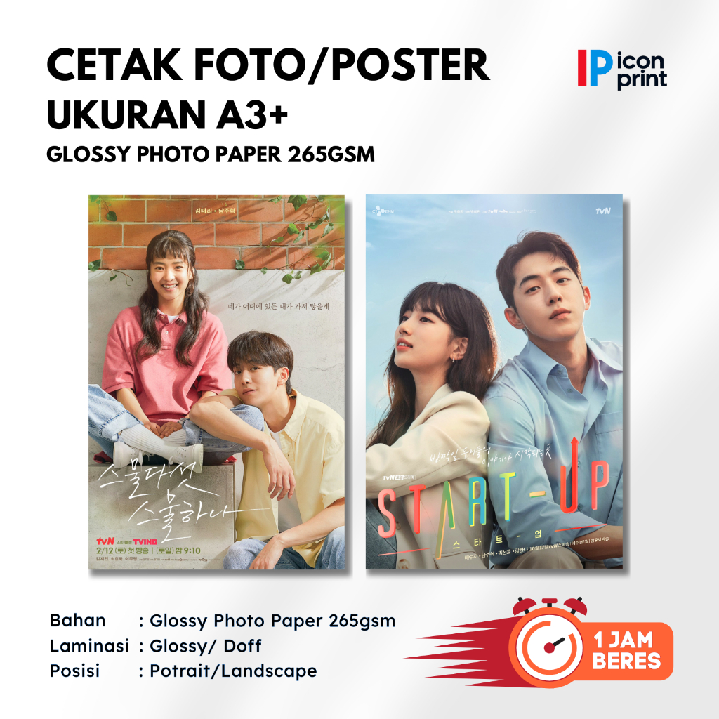 CETAK POSTER GLOSSY PHOTO PAPER A3+ 265GSM CUSTOM KPOP DRAMA GIRLBAND FOTO HASIL TAJAM LAMINASI DOFF