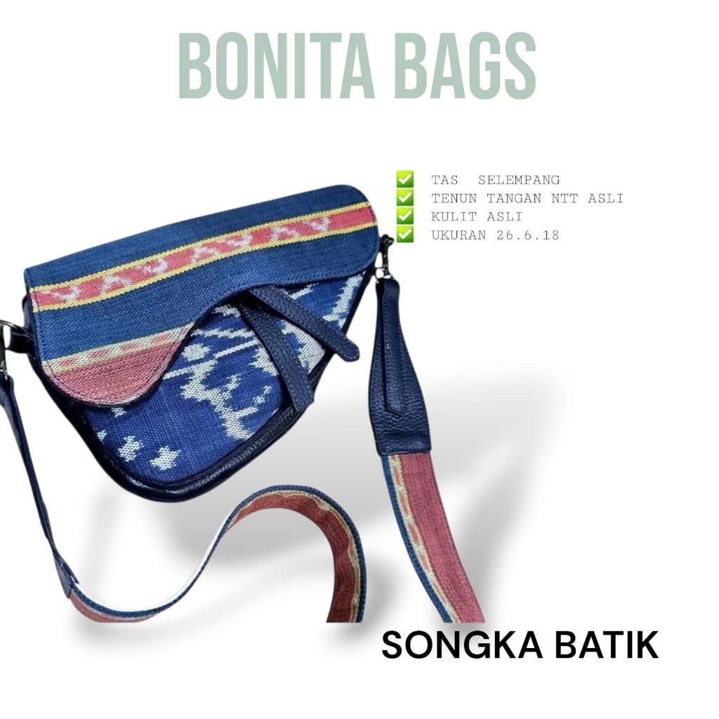 TAS SELEMPANG WANITA TAS BONITA TENUN NTT DAN KULIT ASLI BON-3091