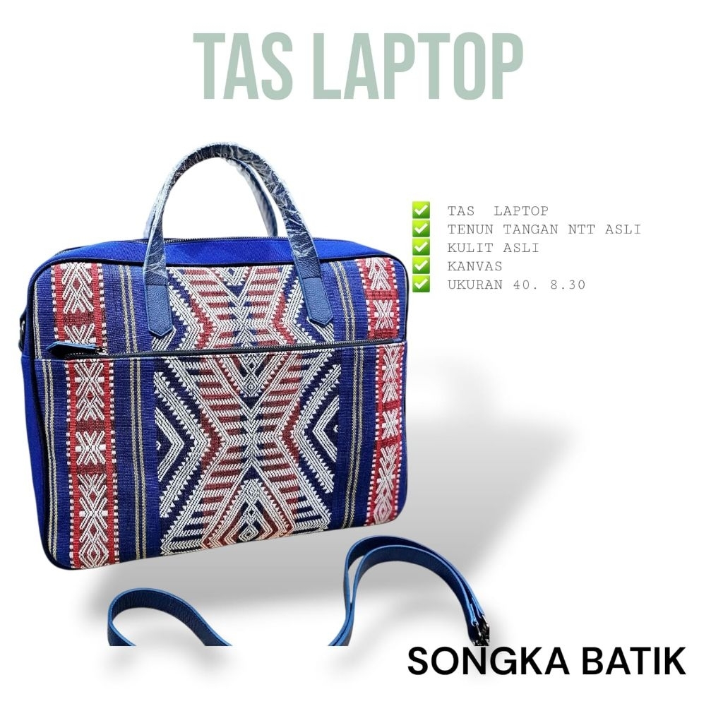 TAS LAPTOP ETNIK TENUN SUMBA NTT KULIT ASLI CASE LAPTOP