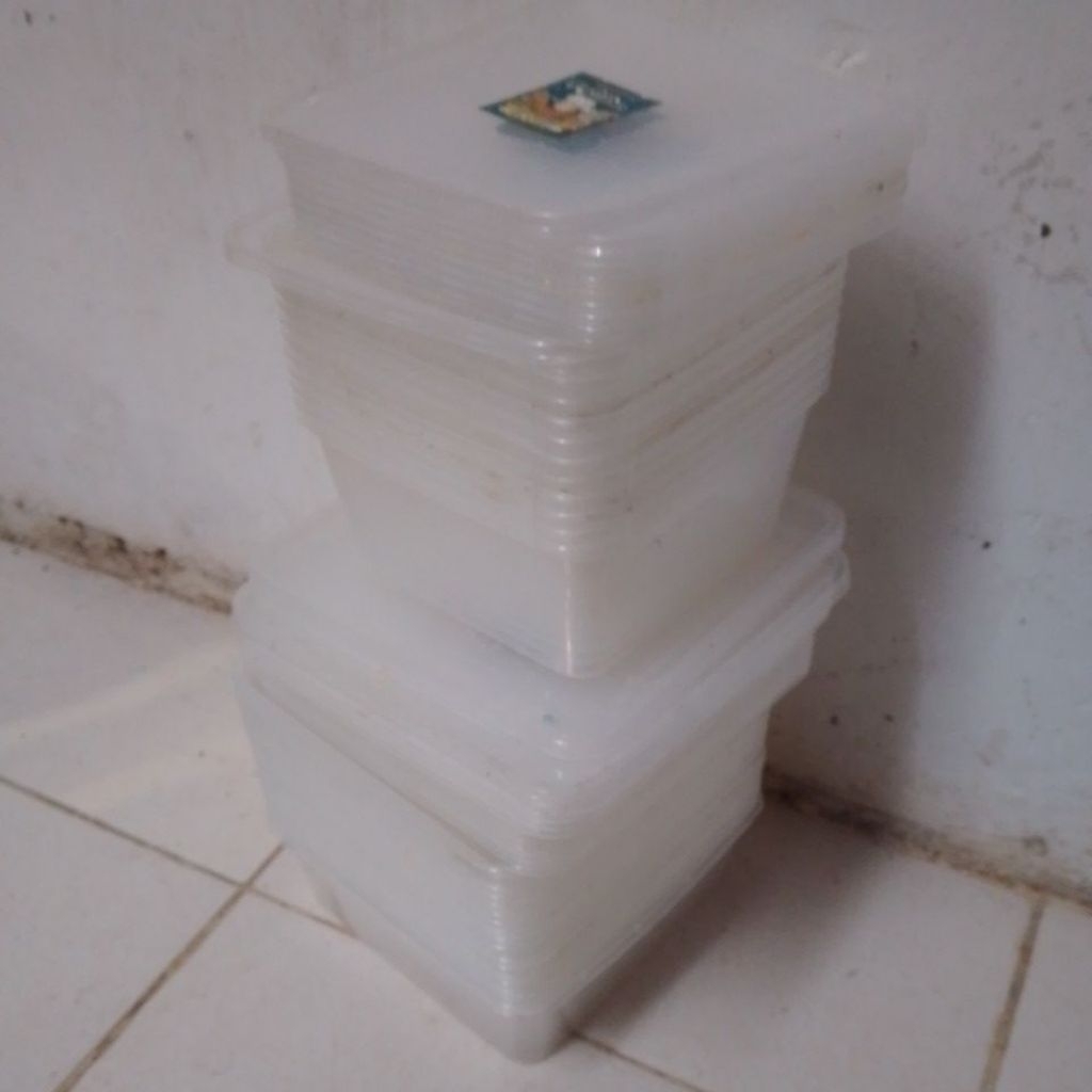 wadah plastik kotak ukuran 1liter dan 0.5 liter (kayaknya)