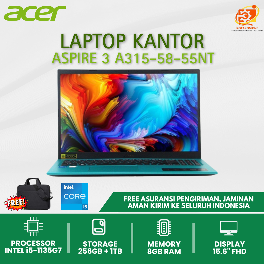 Laptop Acer Aspire 3 A315 - 55NT Core i5 - 1135G7 Ram 8GB SSD 256GB 15.6" FHD - Laptop Core i5 Murah