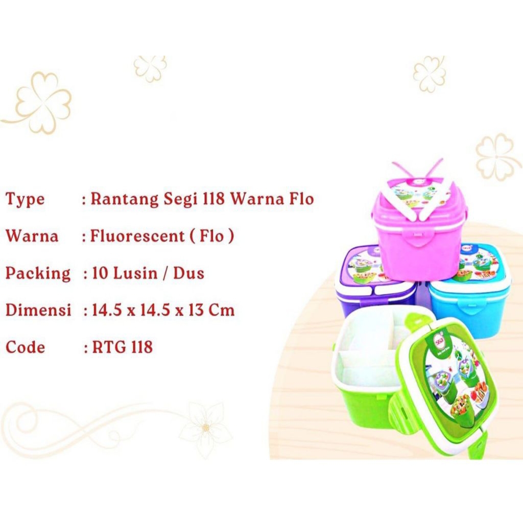 Rantang plastik segi warna Flo SSJ RTG-118