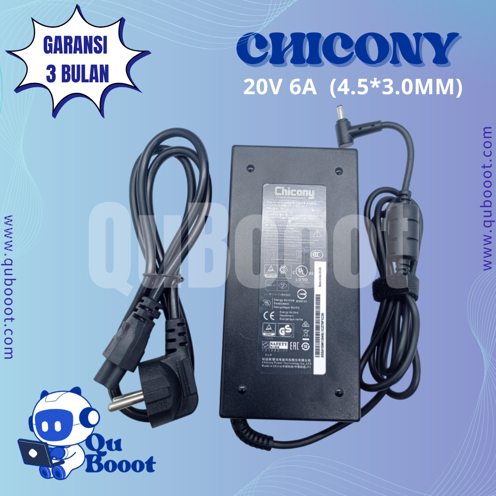 Adaptor Charger Untuk MSI CHICONY 20V 6A 120W 4.5x3.0mm A12A055P ADP-120VH A17-120P2A