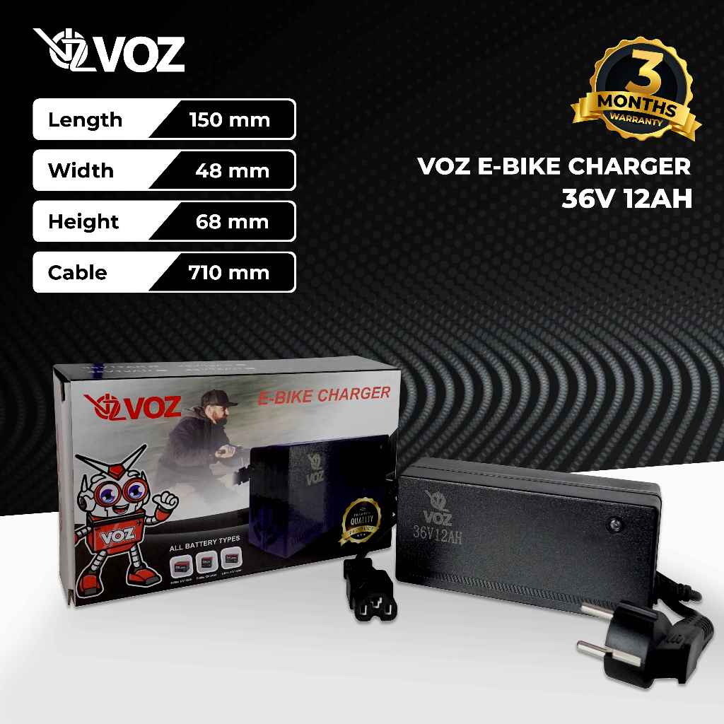 Voz Charger Sepeda Listrik 36V 12 Ah | Charger Sepeda Listrik