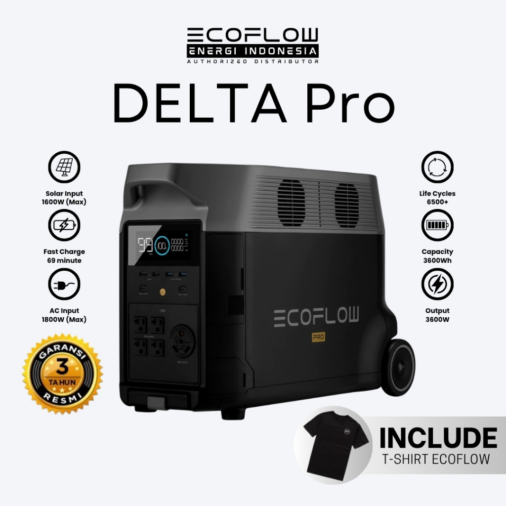 ECOFLOW DELTA PRO Power Station Genset Listrik Tenaga Surya 3600W