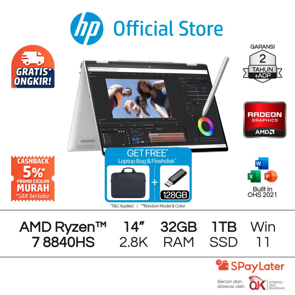 Laptop HP Envy x360 - OmniBook X Flip [NEW] 2 in 1 AMD Ryzen 7 Radeon 32GB RAM 1TB SSD Touchscreen S