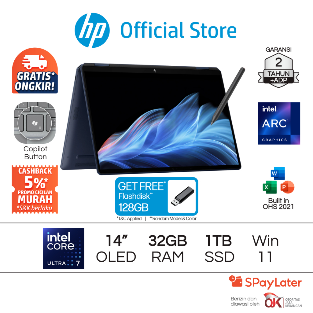 Laptop HP Spectre x360 2 in 1 - Omnibook Ultra Flip 14 [NEW] Intel Core Ultra 7 Arc 32GB RAM 1TB Tou