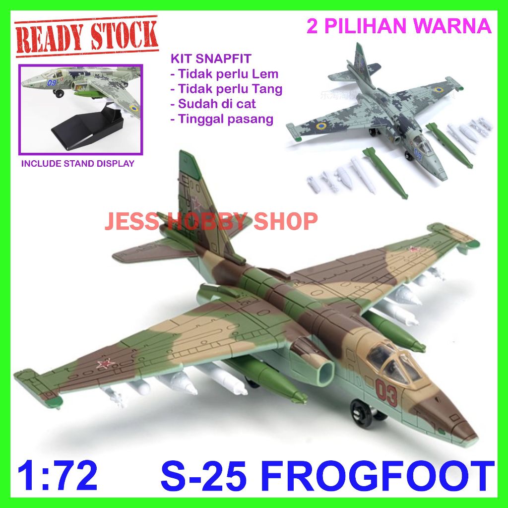 Model Kit XUJA 1/72 Pesawat Sukhoi SU-25 Frogfoot Attack Aircraft Su25 Snapfit Military Block