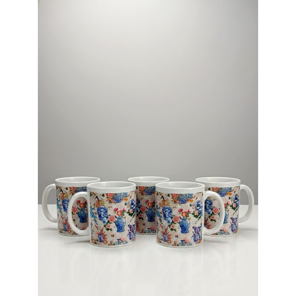 Mug Gelas Motif Bunga