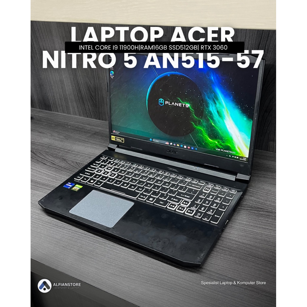 LAPTOP ACER NITRO 5 AN515-57 INTEL CORE I9 11900H RAM16GB SSD512GB NVIDIA RTX 3060